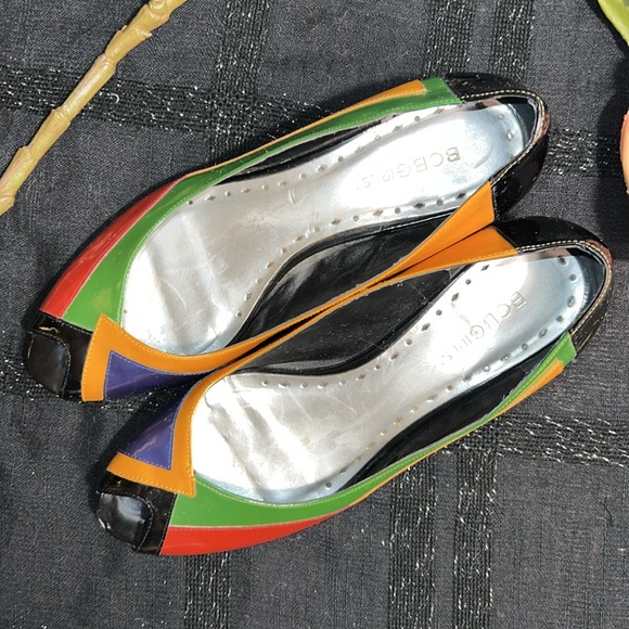 BCBGirls Size 7.5 Peeptoe Colorblock Wedges - Picture 2 of 13